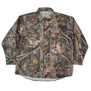 TrueTimber Camo Shirt Mens 2XL Brown Ripstop Hunting Button Up Long Sleeve